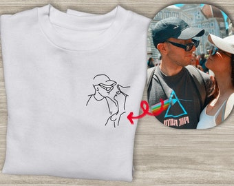 EMBROIDERED portrait sweatshirt, your stylized photo, Sweatshirt with embroidered personalization, Unisex couple sweatshirt, Valentine's Day