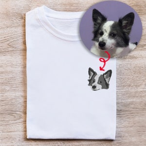 T-shirt portrait BRODÉ, portrait de votre chien, T-shirt avec personnalisation brodée, cadeau pour les amoureux des animaux.