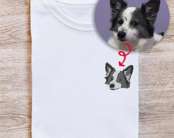 EMBROIDERED portrait T-shirt, portrait of your dog, T-shirt with embroidered personalization, gift for pet lovers.