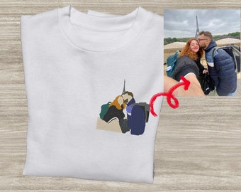 Sudadera retrato BORDADA, Sudadera con personalización bordada, Sudadera pareja unisex, tu retrato, novio y novia