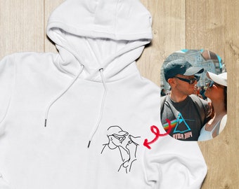 EMBROIDERED portrait sweatshirt, your stylized photo, Embroidered customization HOODIE, Unisex couple HOODIE.
