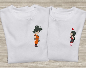 Goku/Chichi Embroidered Unisex Hoodie - Love Gifts, Anniversary Gifts, Dragon Ball Lovers Gifts.