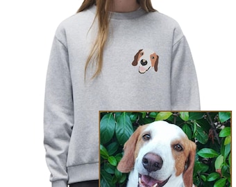 EMBROIDERED portrait sweatshirt, portrait of your dog, Sweatshirt with embroidered customization, gift for animal lovers.