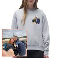 EMBROIDERED portrait sweatshirt, Embroidered custom sweatshirt, Unisex couple sweatshirt, your portrait, boyfriend girlfriend product logo