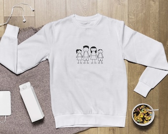 Unisex-Sweatshirt mit gestickter Personalisierung Ihrer Familie – Mann/Frau, Geschenkidee!