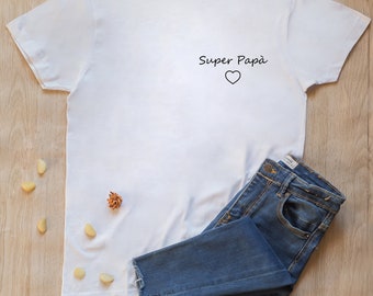 T-shirt SUPER PAPA' con personalizzazione ricamata