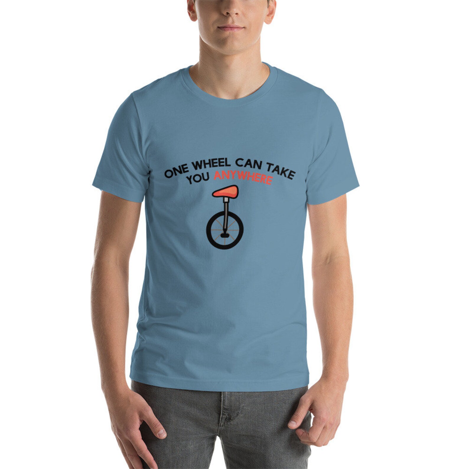 One Wheel Men's Funny Unicycle TShirt Etsy