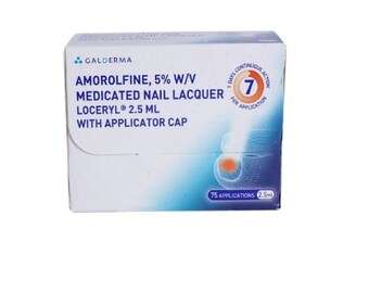 Laca de Uñas Loceryl 2,5ml. Para tratamiento de hongos en las uñas, antihongos, antibacteriano, paquete de 1