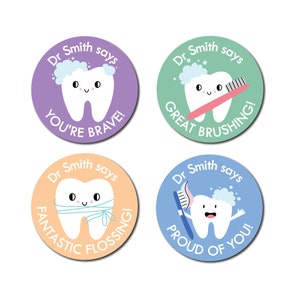 Personalised Dentist Stickers | Merit Stickers | Glossy Vinyl Sticker Sheet | Dental Theme Stickers | Set of 40 Stickers