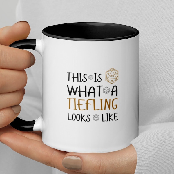 DnD Dungeons And Dragons Mug | This Is What A Tiefling Looks Like D&D Coffee Mug | Funny DnD Quote Ceramic Tea Cup With Color Inside