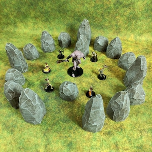 De grands rochers pour D&D | Pierres grises individuelles D&D | Formations rocheuses Wargaming | Donjons et dragons dispersent les roches du terrain