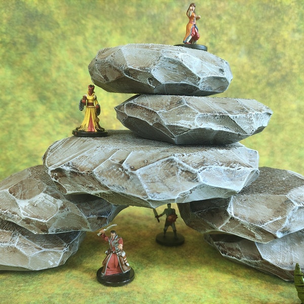 Modular Rock Formations | Double Sided Rocky Hills | DnD Terrain | Wargaming Modular Terrain | Tabletop RPG 3D Battle Map