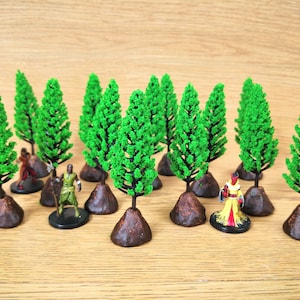 Árvores de Terreno Scatter para DnD | Árvores DnD Jogáveis Variadas | Miniaturas de Árvores de Mesa | Adereços de Mapa TTRPG | Árvores de Dungeons And Dragons