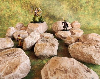 Hand Painted Rock Terrain Set: Dungeons and Dragons Scatter Terrain