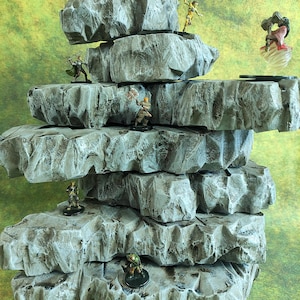 Grandes dalles de pierre recto-verso, gros rochers peints pour le D&D, jeux de guerre, jeux de table, formations rocheuses modulaires grises