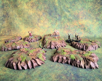 Wargame Hills Scatter Terrain | Wargaming Formations | Dungeons And Dragons Battlemap | DnD Painted Terrain | Tabletop Hills | TTRPG Terrain