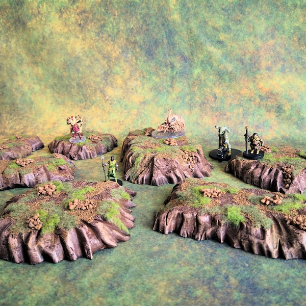 Wargame Hills Scatter Terrain | Wargaming Formations | Dungeons And Dragons Battlemap | DnD Painted Terrain | Tabletop Hills | TTRPG Terrain