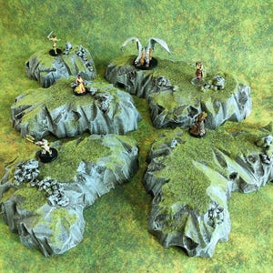 Colinas rochosas flocadas pintadas Terreno disperso para Dungeons & Dragons, jogos de guerra, Warhammer Age of Sigmar, RPGs de mesa