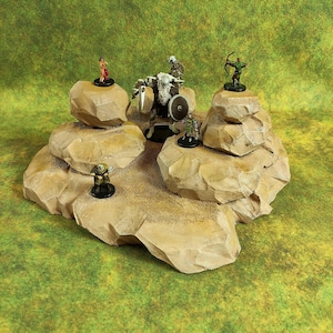Carte de bataille du terrain dispersé pour TTRPG | Formation rocheuse du MdD | Terrain peint Donjons et dragons