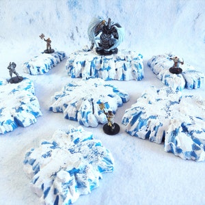 Dungeons And Dragons Snow Hills Scatter Terrain | Wargaming Winter Terrain | Kriegsspiel Icy-Bastelkarte | DnD Bemaltes Gelände | Eisblumen