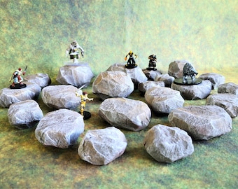 Individual Rocks Set | Wargame Painted Terrain | Big Rocks For Dungeons And Dragons | DnD Rocks Grey | Rocks And Boulders Scatter Terrain