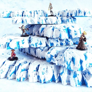 Dungeons And Dragons Snow Hills Scatter Terrain | Kriegsspiel Modulare Icy-Bastelkarte | Wargaming Winter Terrain | D&D Bemaltes Gelände