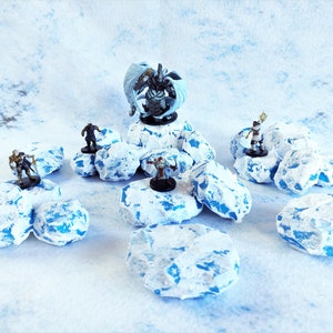 Steinhaufen Set | Kriegsspiel Bemaltes Gelände | Snow Rocks Dungeons And Dragons | DnD Rocks Winter | Frostiges Geröll Streuterrain