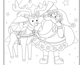 Printable Christmas and Winter theme Coloring Book 40 pages (digital Download)