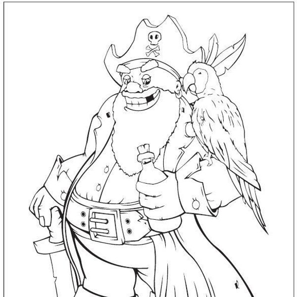 20 Pirate Coloring Pages plus title page.