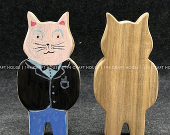 Unfinished Blank Wooden Cat Cutout, Animals Toy For Kid Creative Art Hand Painted, DIY Craft Project Events, Montessori Learning & School