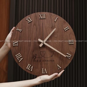 Personalized Wood Wall Clock Wedding Gifts, Anniversary Gifts, Housewarming, Minimalist Wall Art Decor, Home Living Room Decor, Office Gifts
