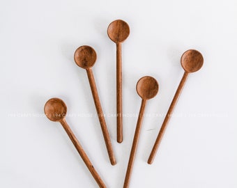 Hand Carved Wooden Coffee Spoon: Personalized Doussie Wood Measuring Spoon