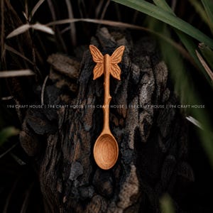 Handmade Wooden Butterfly Spoon Personalized Gift for Kid, Potion Spoon Kit, Montessori Sensory Play & Nature Play, Fairy Garden Gift