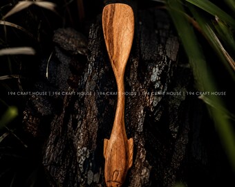 Handmade Fish Wood Scoop Personalized Gift for Kid, Mud Kitchen Spoon for Potion Kit, Montessori Sensory Pretend Play & Nature Kitchen Play