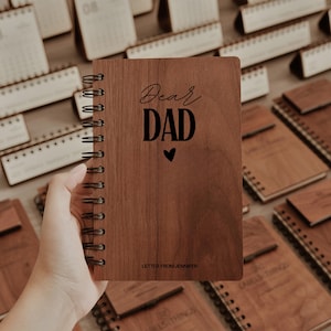 Diarios "Carta a mi papá", cuaderno de madera grabado, regalo personalizado para papá, regalos de condolencia, regalos de boda, regalos conmemorativos por la pérdida de un padre