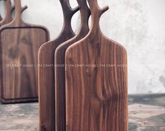 Handmade Walnut Cutting Board with Handle: Engraved Serving Tray