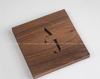 Initial Wooden Coasters: Personalized Coasters Wedding Favors, Gifts for Couples, Egagement Gifts, Anniversary Gifts, Gifts for New Home