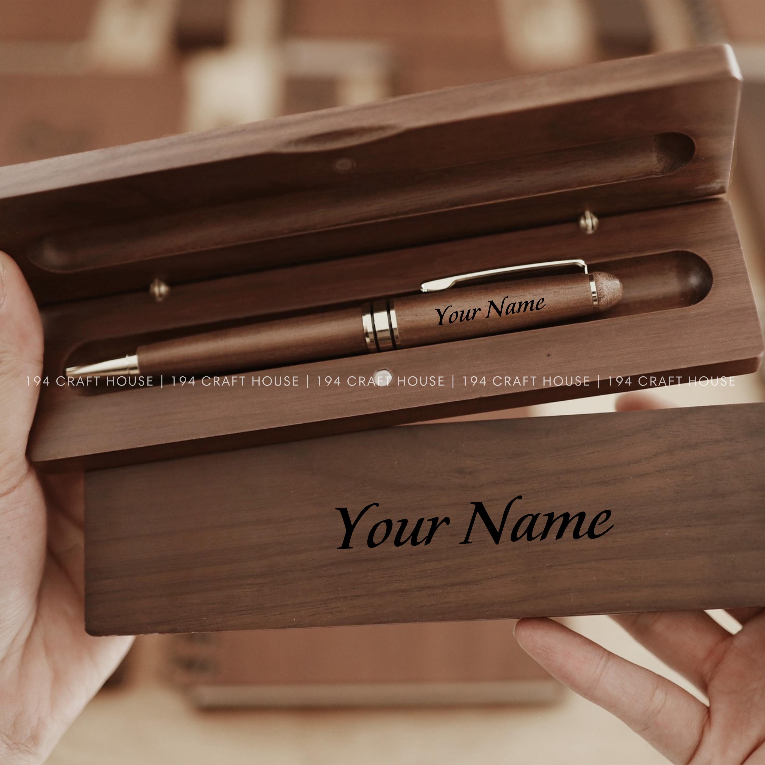 Custom Engraved Wooden Pen Set: Corporate Gift With Case & Notebook - Etsy