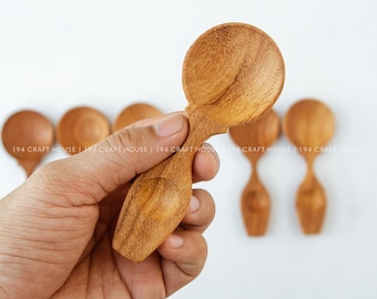Hand Carved Wooden Scoop for Tea & Coffee, Measuring Spoon, Seasoning Spoon For Bath Salts, Sugar, Spices, Natural Wooden Cooking Utensils