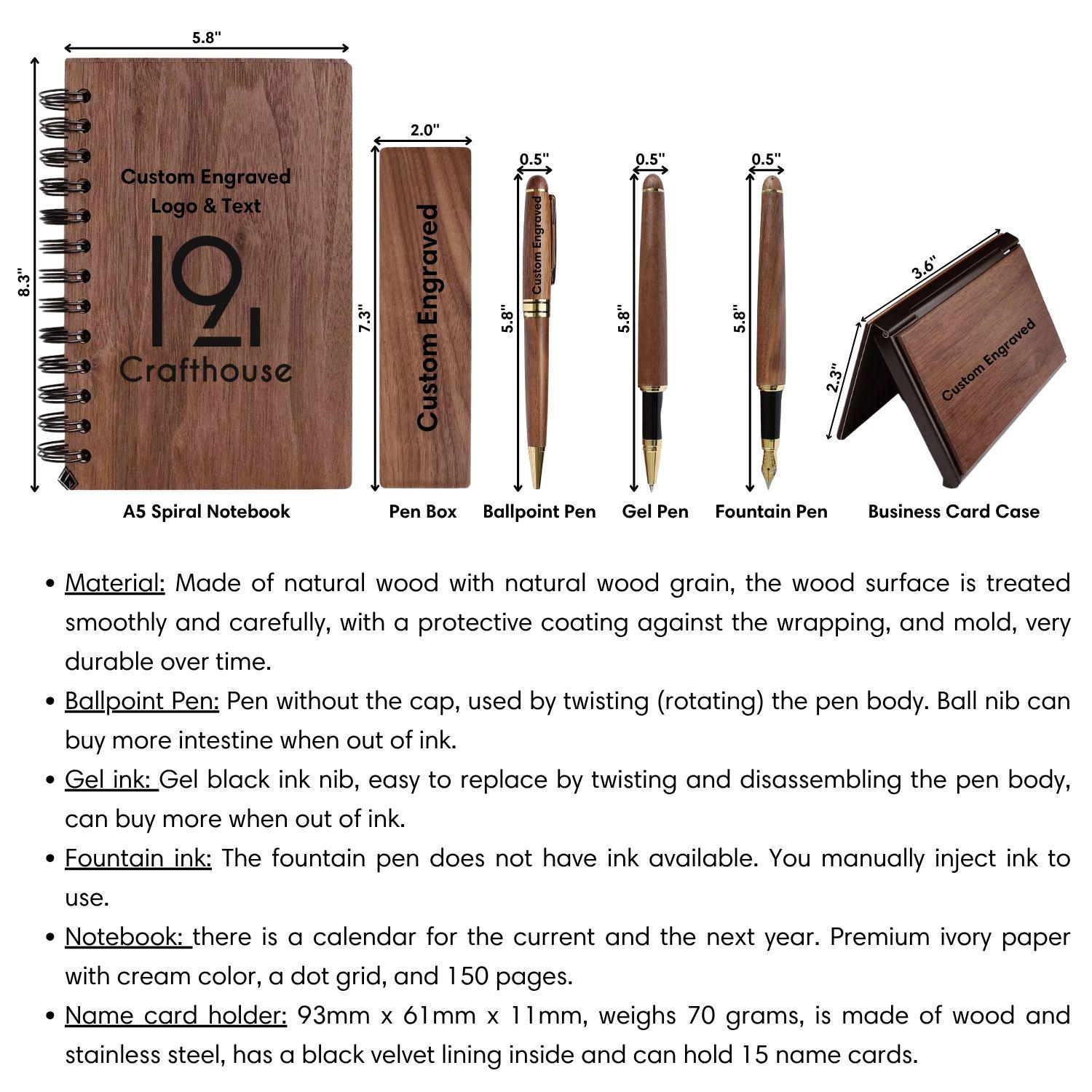 Personalized Wood Pen Set: Engraved Gift for Him, Dad, Teacher ...