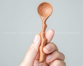 Personalized Tiny Wooden Spoon With Twig Handle: Eco Friendly Wooden Cooking Utensils, Cottagecore Kitchen Decor, Unique Kitchen Gift