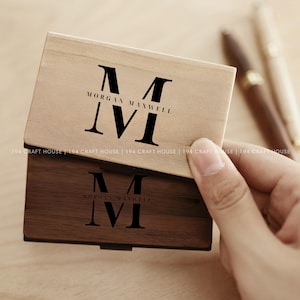 Porte-cartes de visite en bois personnalisé, cadeau de bureau pour homme, cadeau de retraite, cadeau de remise des diplômes, cadeau de nouvel emploi, cadeau d'anniversaire, cadeau de Noël