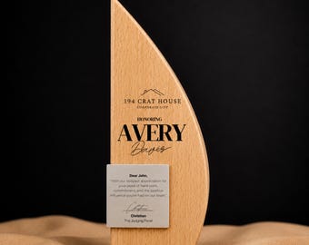 Custom Wooden Award With Gift Box: Personalized Employee Recognition Award, Appreciation Gifts, Achievement Awards, Corporate Award & Trophy