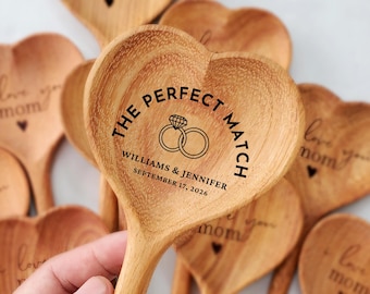 Perfekte Mix Holz Herz Löffel personalisierte Hochzeitsgeschenk für Paar, Hochzeit Gefälligkeiten Geschenk für Gast, Brautdusche Geschenk
