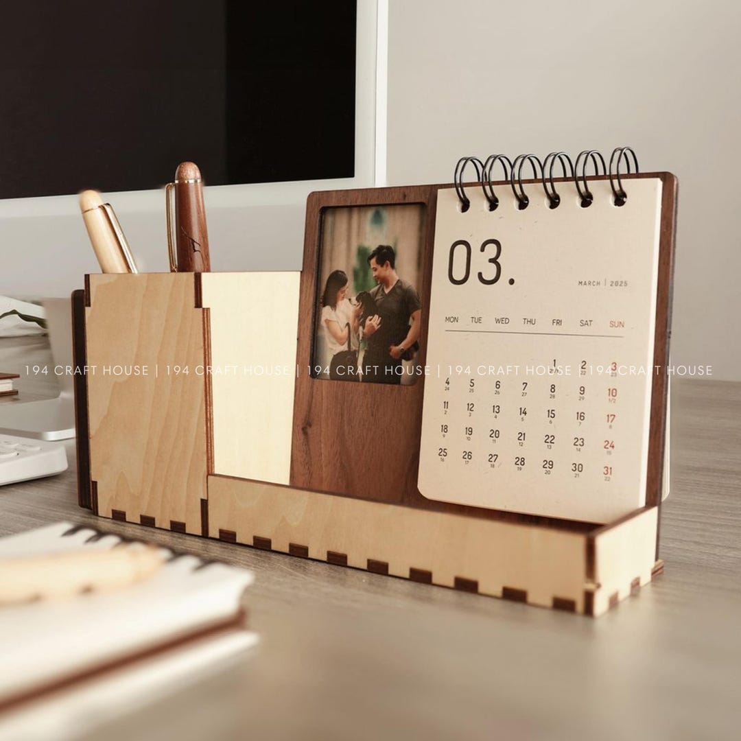 personalized-walnut-wood-desk-calendar-with-pen-holder-etsy