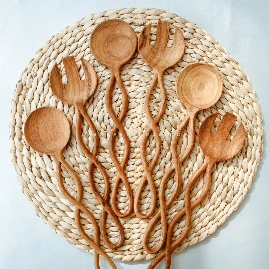 Custom Engraved Salad Serving Set Personalized Birthday Gift for