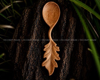Handgefertigter Blatt-Holzlöffel: Personalisierte Geburtstagsgeschenke für Kinder, Matschküchen-Spielzeug, Montessori-Spielzeug, Feengarten, Waldorf-Sinnesspielzeug