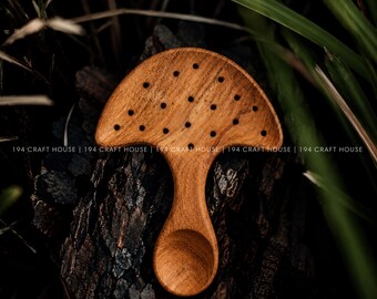 Handmade Wooden Mushroom Spoon Personalized Gift for Kids, Mud Kitchen Potion Play, Nature Sensory Play, Montessori Toys, Loose Parts Play