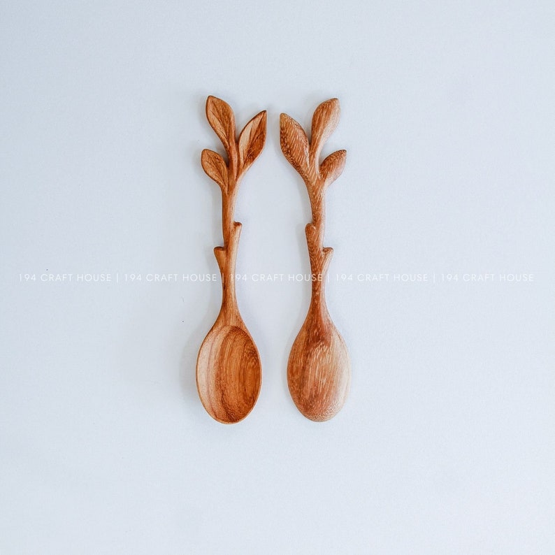 Handcrafted Wooden Leaf Spoon - Thumbnail 5