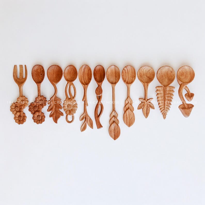 Personalized Wood Spoon and Fork Gifts for Kids, Cooking Utensils & Gadgets, Mud Kitchen, Nature Play, Potion Play, Montessori Sensory Play image 13